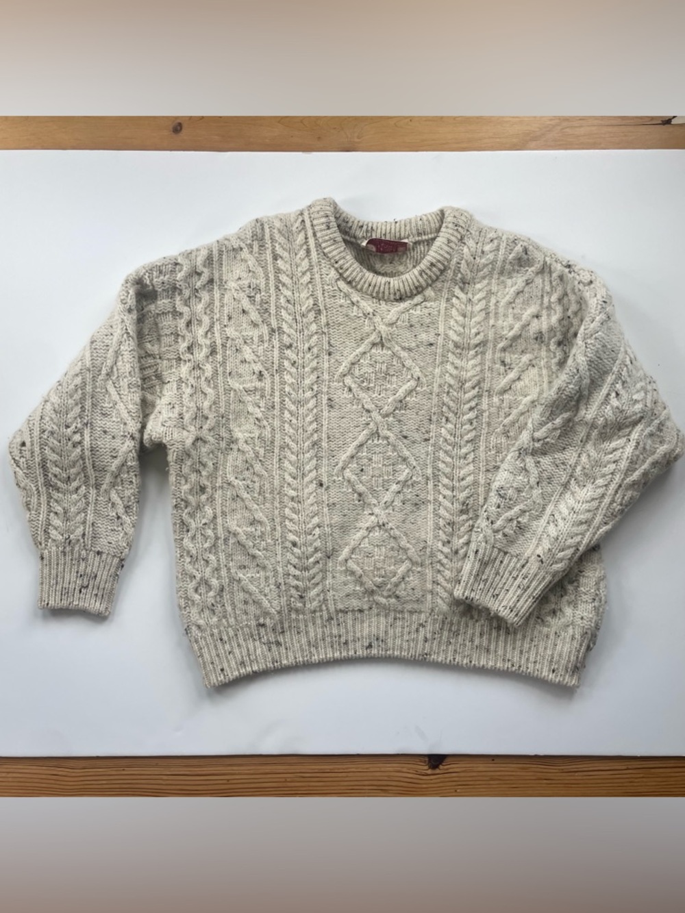 Women’s Standun 100% Wool Aran Crewneck Sweater size M